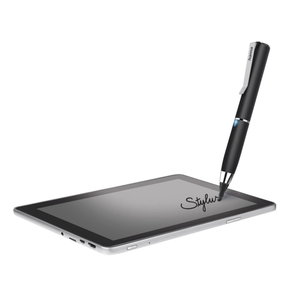 hama active fineline lapiz digital para tablet punta fina de 2.5mm cuerpo de aluminio longitud de 116mm clip integrado color negro