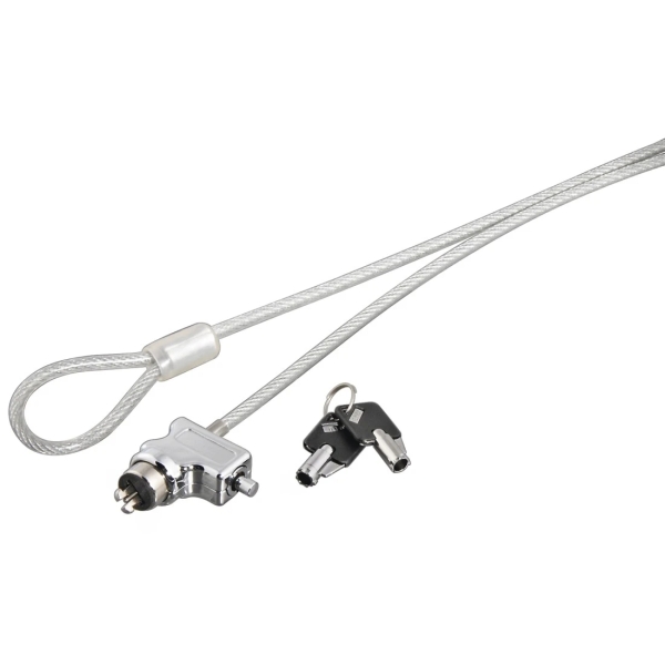 hama cable de seguridad para portatiles de 4mm cable 180cm 2 llaves cilindricas acero color plata