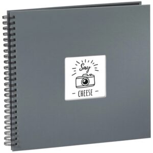 hama fine art album de fotos con espiral 50 paginas negras tapa de papel 36x32cm color gris