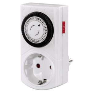 hama mini enchufe temporizador mecanico potencia maxima 3500w voltaje 230v temporizador intervalos de 30min color blanco
