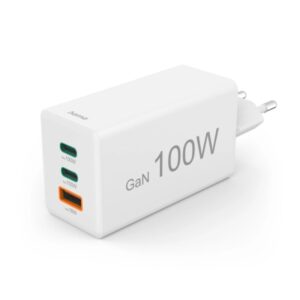 hama cargador de pared potencia 100w 2x usb c usb a power delivery qualcomm gan color blanco