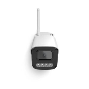 hama camara de vigilancia exterior con microfono y altavoz vision nocturna cable 1.8m asistente de voz wifi 2.4ghz full hd color blanco