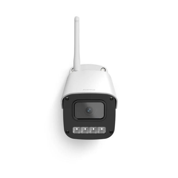 hama camara de vigilancia exterior con microfono y altavoz vision nocturna cable 1.8m asistente de voz wifi 2.4ghz full hd color blanco