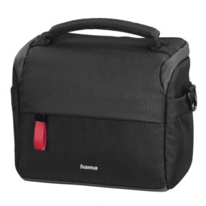 hama matera funda para camara poliester reciclado asa para cinturon compartimentos separados para objetivos asa de mano 15.5x10x13cm color negro
