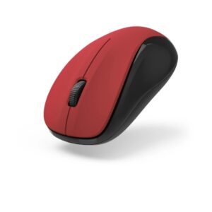 hama mw 300 v2 raton optico inalambrico 1200dpi 3 botones usb a rf 2.4ghz silencioso uso ambidiestro rango 10m 5.8x3.7x10.3cm color negro y rojo