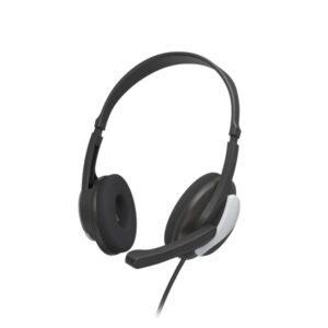 hama hs p100 v2 auriculares con microfono omnidireccional cable 2m jack 3.5mm diadema ajustable almohadillas de malla color negro y plata