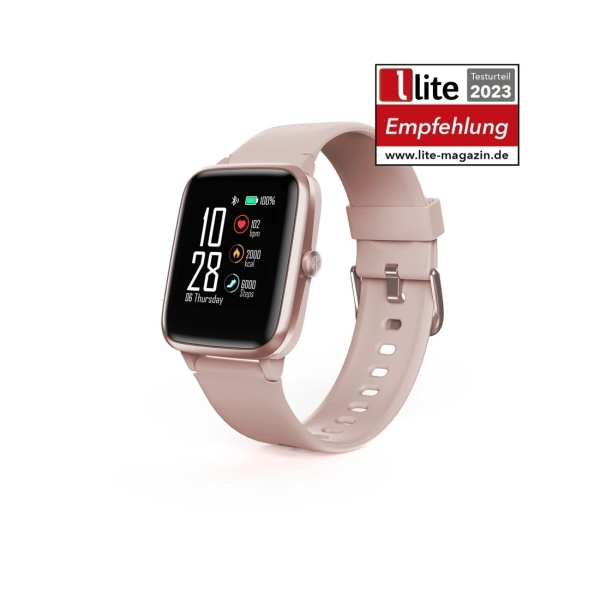hama 5910 reloj inteligente smartwatch bluetooth 5.0 acero inoxidable pantalla lcd 1.3" ip68 gps integrado autonomia hasta 6 dias color rosa palido