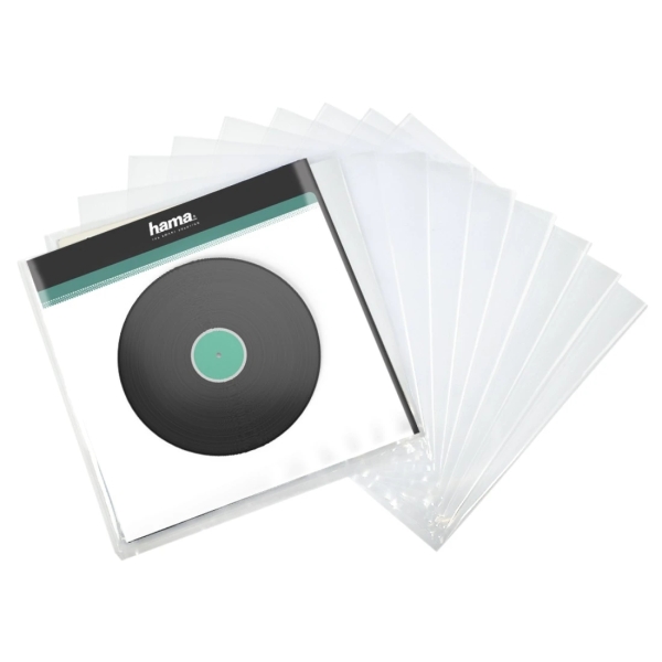 hama pack de 10 fundas para discos de vinilo polipropileno 32.7x32.5x0.07cm color transparente