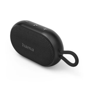 hama altavoz portatil con asa potencia 6w bluetooth autonomia hasta 12h usb c bateria 1200mah rango 10m ipx7 12.2x7.3x4cm color negro