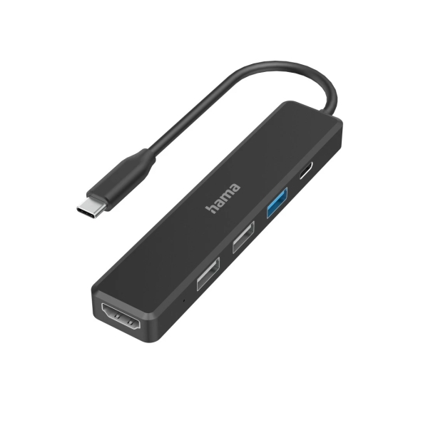 hama entry hub usb 2.0/3.2 potencia maxima 100w cable usb c integrado de 15cm hdmi 4k 3x usb a usb c power delivery color negro