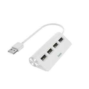 hama essential hub usb 2.0 cable usb a integrado de 15cm usb a hembra x4 color blanco