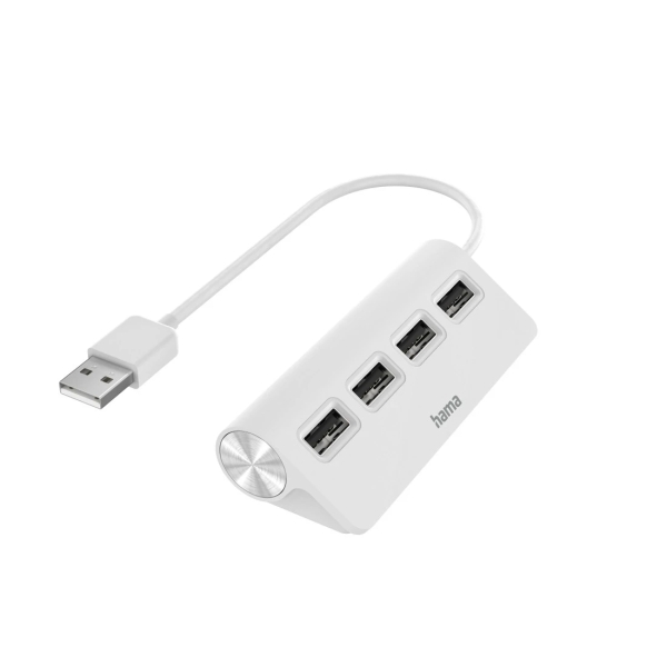 hama essential hub usb 2.0 cable usb a integrado de 15cm usb a hembra x4 color blanco