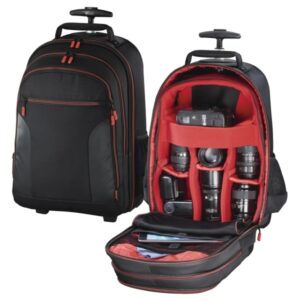 hama miami maleta trolley para camara capacidad 12l asas ocultables compartimentos separados para objetivos mango extensible asa de mano 30x23x50cm color negro