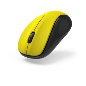 hama mw 300 v2 raton optico inalambrico 1200dpi 3 botones silencioso usb a rf 2.4ghz rango 10m uso ambidiestro 5.8x3.7x10.3cm color negro y amarillo