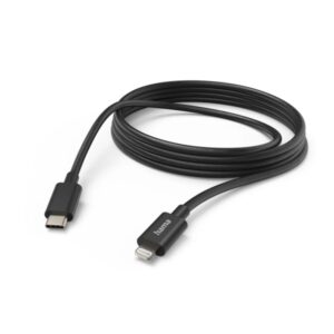 hama cable de carga usb c ligthning velocidad hasta 480mbps longitud 3m intensidad maxima 3a color negro