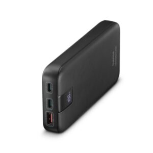 hama bateria externa powerbank 20000mah polimero de litio usb c usb a power delivery 3 conexiones de salida pantalla digital indicador de carga 22.5x150.5x74.5mm color gris