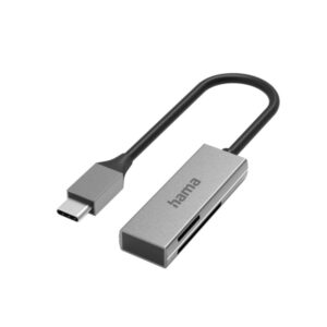 hama prime lector de tarjetas usb c compatible con sd micro sd 16.2x7.9x47.2mm color plata