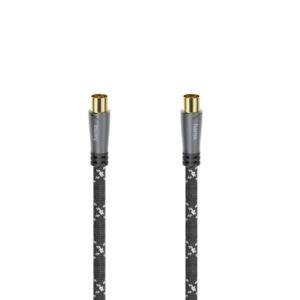 hama prime cable coaxial de antena macho/hembra longitud 3m terminales chapados en oro apantallamiento 120db impedancia 75ohm color negro y gris
