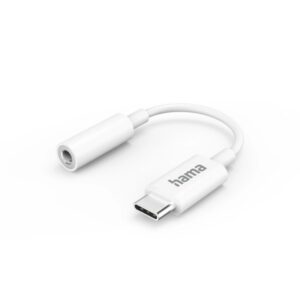 hama cable adaptador de audio usb c macho jack hembra de 3.5mm color blanco