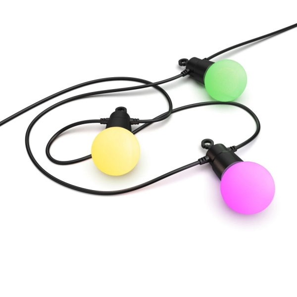 hama cadena de bombillas led rgb inteligente para exterior longitud 8m ip44 wifi flexible cable de alimentacion de 3m multicolor
