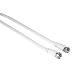 hama entry cable coaxial de antena longitud 5m conector f macho doble blindaje apantallamiento 75db impedancia 75ohm color blanco