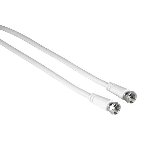 hama entry cable coaxial de antena longitud 5m conector f macho doble blindaje apantallamiento 75db impedancia 75ohm color blanco