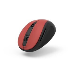 hama mw 400 v2 raton optico inalambrico para diestros 1600dpi ergonomico rango 10m usb a rf 2.4ghz 6 botones 6.5x4.2x9.6cm color negro y rojo