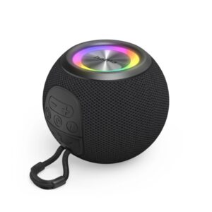 hama altavoz portatil potencia 5w bluetooth jack 3.5mm usb c bateria 1200mah admite microsd luz led rango 10m 11.1x11.1x8.7cm color negro