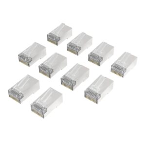 hama essential pack de 10 terminales rj45 cat 6a apantallado velocidad hasta 10 gbps color plata