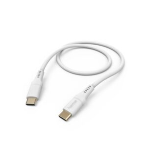 hama cable usb c macho potencia maxima 60w longitud 1.5m silicona velocidad hasta 480mbps chapado en oro color blanco