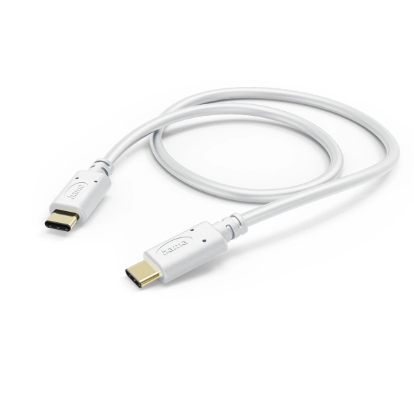 hama cable usb c macho potencia maxima 60w longitud 1.5m velocidad hasta 480mbps chapado en oro color blanco