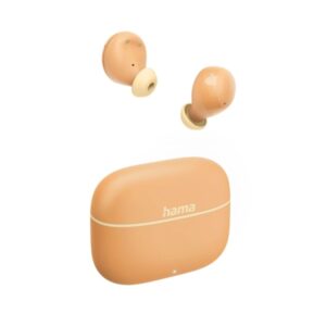 hama freedom buddy ii auriculares con microfono omnidireccional bluetooth rango 10m asistente de voz carga por usb c color naranja