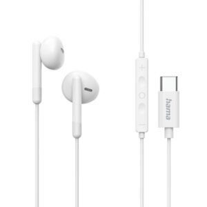 hama classy auriculares con microfono omnidireccional cable 1.2m conector usb c asistente de voz color blanco