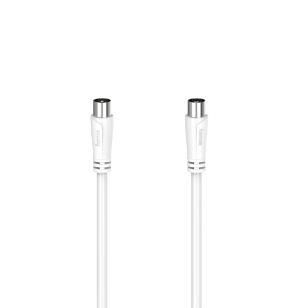 hama essential cable coaxial de antena macho/hembra longitud 5m doble blindaje apantallamiento 90db impedancia 75ohm color blanco