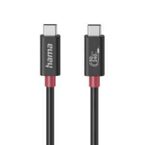 hama essential cable usb c macho potencia maxima 240w longitud 1m velocidad hasta 80gbps blindaje doble color negro