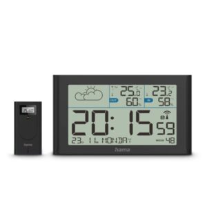 hama sylt estacion meteorologica reloj prevision meteorologica sensor exterior radiofrecuencia termometro higrometro 25x3x14cm color negro