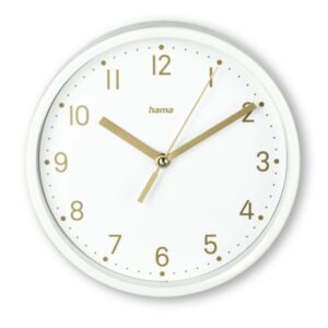 hama madeira reloj de sobremesa analogico silencioso funciona con 1 pila aa 16x4.5cm color blanco