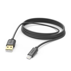 hama cable de carga usb a macho lightning longitud 1.5m velocidad hasta 480mbps chapado en oro color negro