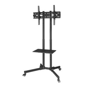 hama trolley soporte con ruedas para tv hasta 75" peso max 10kg vesa 600x400mm acero altura ajustable 88.4x66.6x154.7cm color negro
