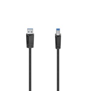 hama essential cable usb longitud 1.5m usb a macho usb b macho velocidad hasta 5gbps blindaje doble color negro