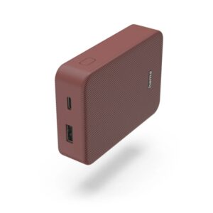 hama color 10 bateria externa powerbank 10000mah polimero de litio usb c usb a carga rapida indicador led de carga 2 conexiones de salida 23x92x65mm color rojo