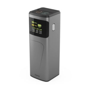 hama high power bateria externa powerbank 24000mah potencia 200w usb c usb a power delivery pantalla tft indicador de carga 3 conexiones de salida 56.27x160x56.27mm color gris