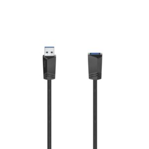 hama essential cable alargador usb a macho/hembra longitud 1.5m velocidad hasta 5gbps blindaje doble color negro