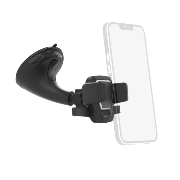 hama easy snap soporte de coche para smartphone ventosa para parabrisas ancho dispositivo de 5.5 a 8.5cm color negro