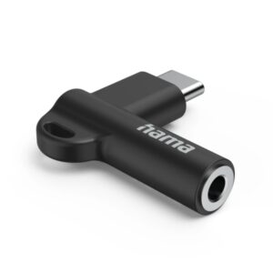 hama adaptador acodado 90º usb c macho jack 3.5mm hembra color negro
