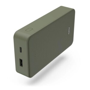 hama colour 20 bateria externa powerbank 20000mah polimero de litio usb c usb a carga rapida indicador led de carga 2 conexiones de salida 26.4x130x70mm color verde oscuro