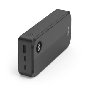 hama bateria externa powerbank 20000mah polimero de litio usb c usb a carga rapida 3 conexiones de salida pantalla digital indicador de carga 29.5x143.3x68mm color negro