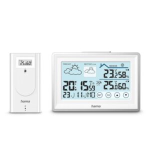 hama bahama s estacion meteorologica reloj prevision meteorologica sensor exterior radiofrecuencia termometro higrometro 14.2x2.5x9.5cm color blanco