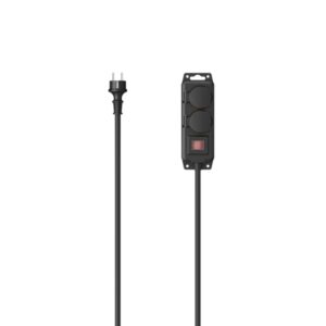 hama regleta alimentacion con 2 tomas potencia maxima 3680w ip44 cable 2m permite montaje en pared enchufe schuko recto 7.5x5x22cm color negro
