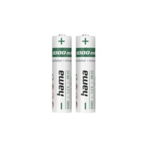 hama pack de 2 pilas recargables aaa nimh voltaje 1.2v 1000mah color blanco